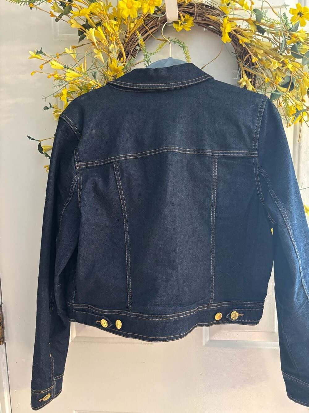 C. Wonder Dark Wash Denim Trucker Jacket with Gold Buttons - Picture 3 of 4